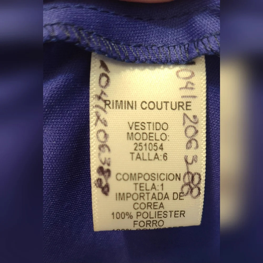 Rimini Couture Woman Size 6 Polyester Waist Accent Long Dress Gown Blue Lined - Picture 9 of 9